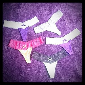 S-M Honeydew intimates 5 pack lace thong set